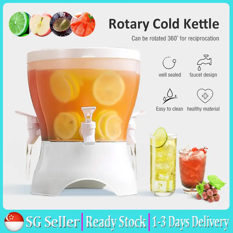 【SG Ready Stock】5L Outdoor Camping Water Dispenser / Cold Drinks Juice Beverage Dispenser Kettle / Cold Water jug with Tap / Beverage Jug Kettle Pitcher CNY Gift Present Mother's Day Gift Drinkware Silicone Autumn  Indoor Containers Coffee