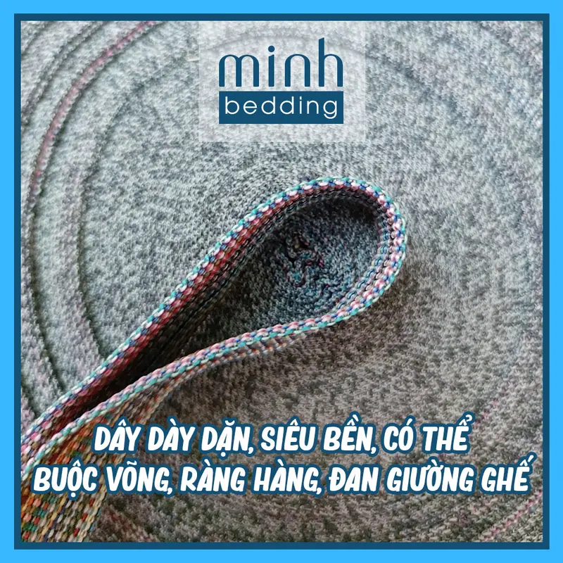 Dây dù dẹp rộng 2.5cm siêu bền chắc bán theo mét, dùng buộc võng, đan giường ghế, ràng hàng, quai túi, balo Minh Bedding 2