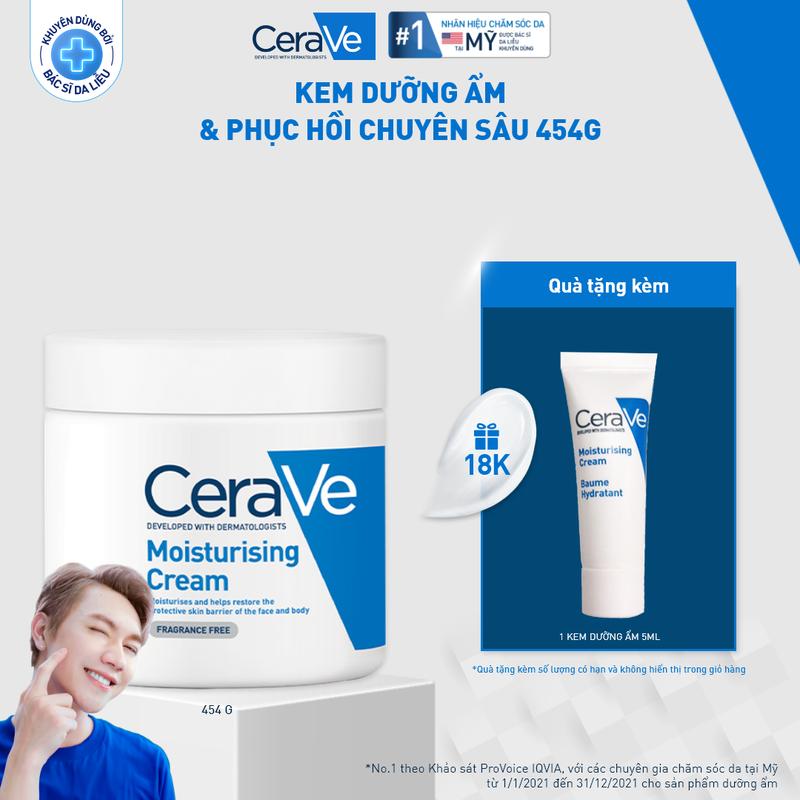 [Deal FlashSale] Kem dưỡng ẩm dành cho da khô Cerave Moisturizing Cream 454g. Kem dưỡng giúp phục hồi chuyên sâu, giữ da ẩm mịn suốt 48 giờ, không gây bí da. DÙNG ĐƯỢC CHO DA MẶT VÀ CƠ THỂ_Chăm sóc da_Kem & Sữa dưỡng thể_Skincare cho Nam và Nữ