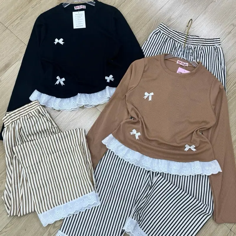 Set Bộ Sọc Nơ Xinh Ren Xinh Yêu Phù Hợp Đứng Tiệm