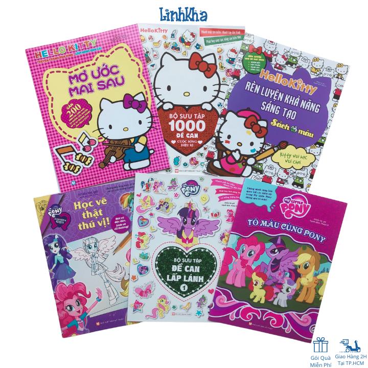  Sách Tập Tô Màu Và Dán Hình Đề Can Sticker Hello Kitty và Pony - Tân Việt Books 