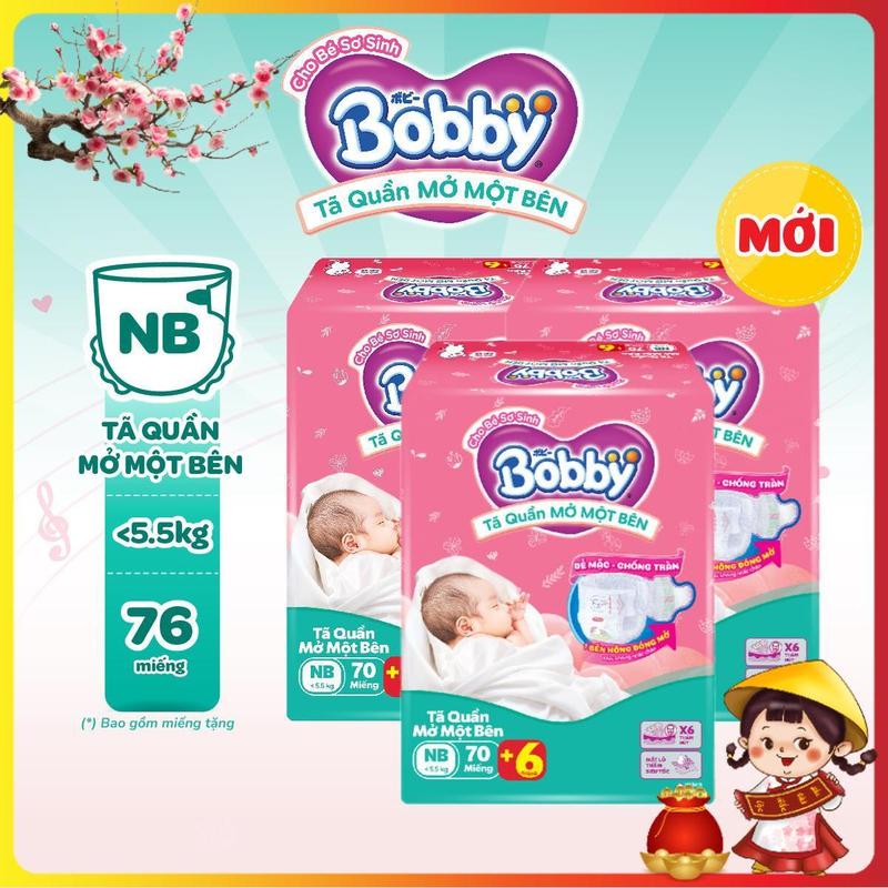   COMBO 3  Bobby Tã bỉm quần Mở Một Bên size NB70+6 S80 S-M 62 miếng 