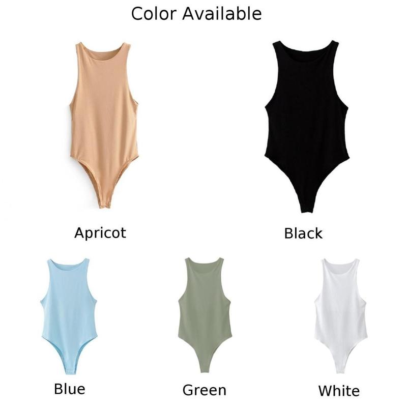 Product Introduction of Women Sexy Sleeveless Solid Color Bodysuit Base Jumpsuit Slim For Jumper Tops Tights 0
