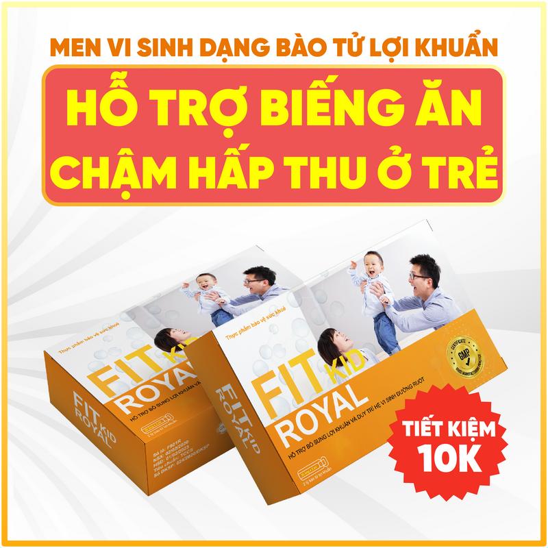 [Combo 2 hộp] Men vi sinh cho bé FitKid Royal - Bào tử lợi khuẩn Anh Quốc dành cho trẻ biếng ăn, kém hấp thu 20 ống x 5ml