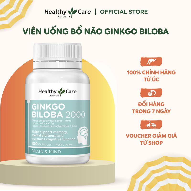 Viên Uống Bổ Não Healthy Care Ginkgo Biloba Tăng Cường Trí Nhớ, Giảm Đau Đầu, Lưu Thông Máu Não - 100 Viên 6