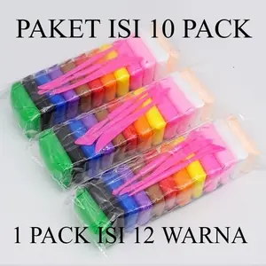 [MS] 10PACK Clay Press Mainan Edukasi Anak Plastisin Lilin Mainan Clay Polymailer 1 PACK Isi 12 Pcs Free Pisau Mainan