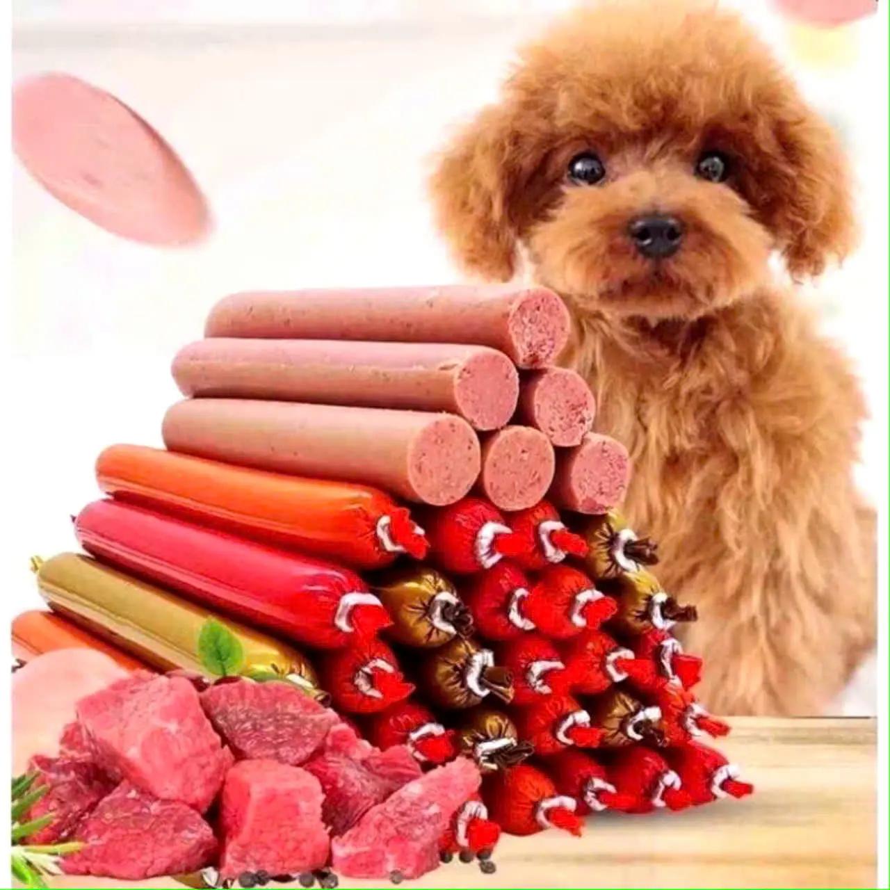 Combor 100 cây xúc xích dành cho thú cưng ( chó, mèo, hamster,...) mix vị bò gà vịt