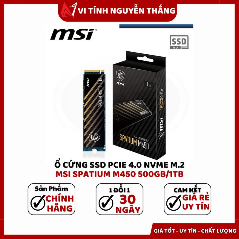 Ổ cứng SSD NVMe M.2 MSI SPATIUM M450 PCIe Gen 4x4 1.4 3D NAND 500GB 1TB