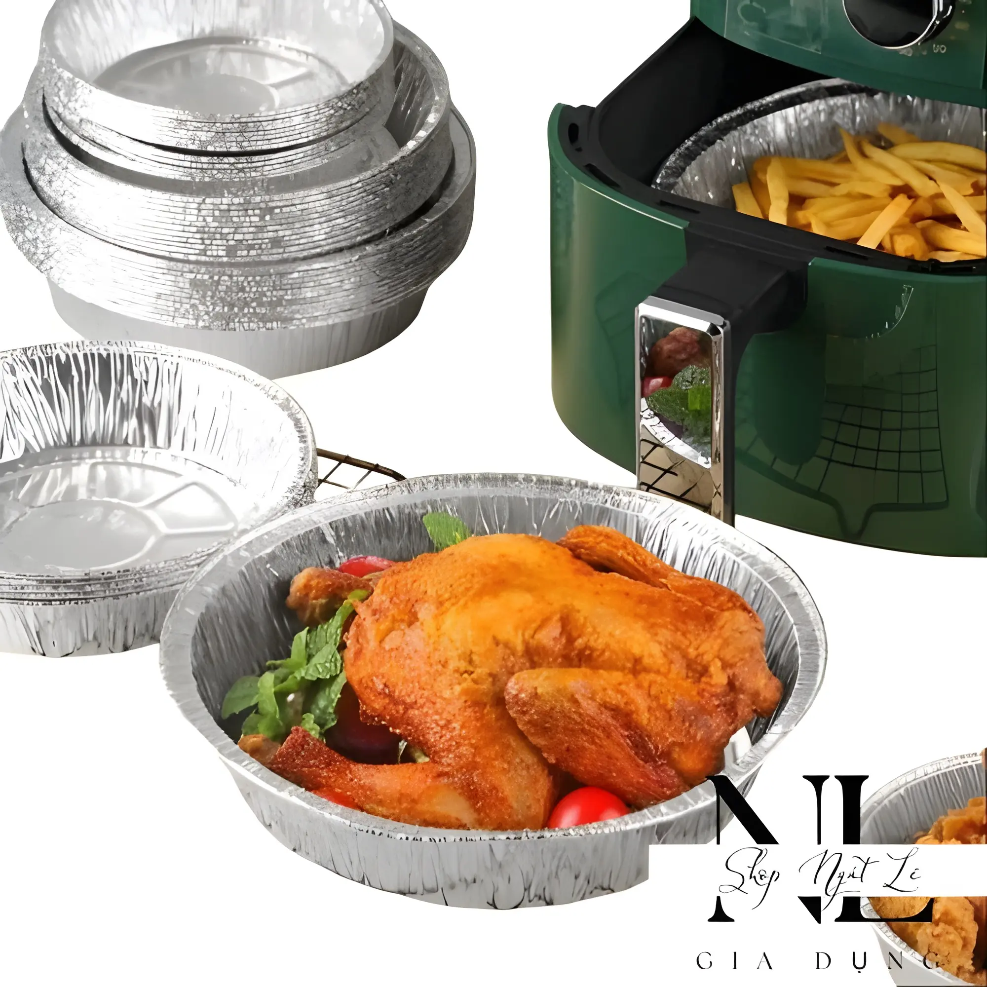 Combo 50 chiếc giấy bạc khay lót nồi chiên không dầu