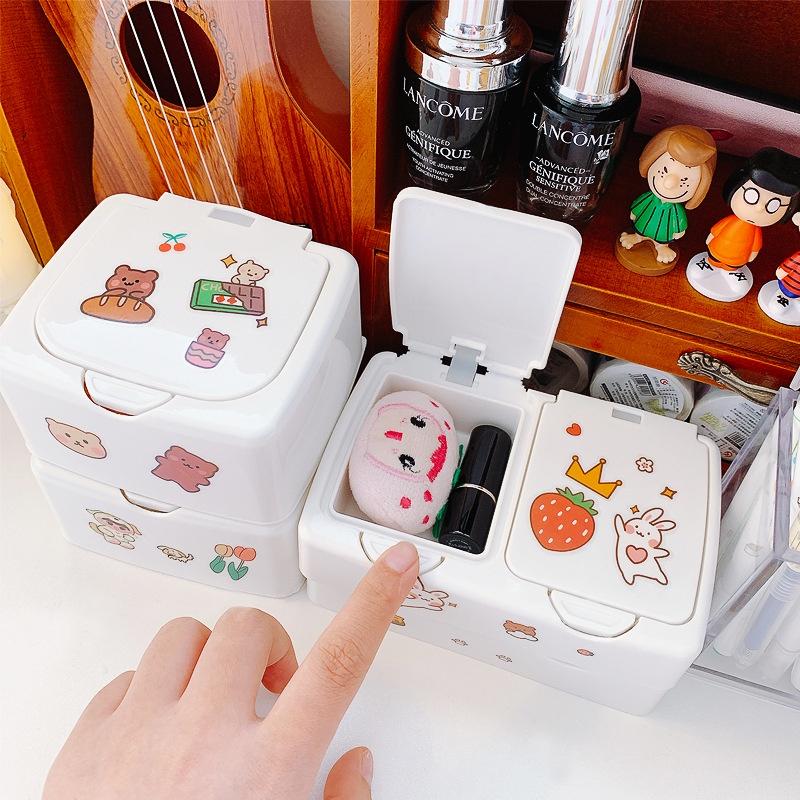Hộp Đựng Đồ Mini Nắp Bật Để Bàn Dễ Thương Tiện Lợi