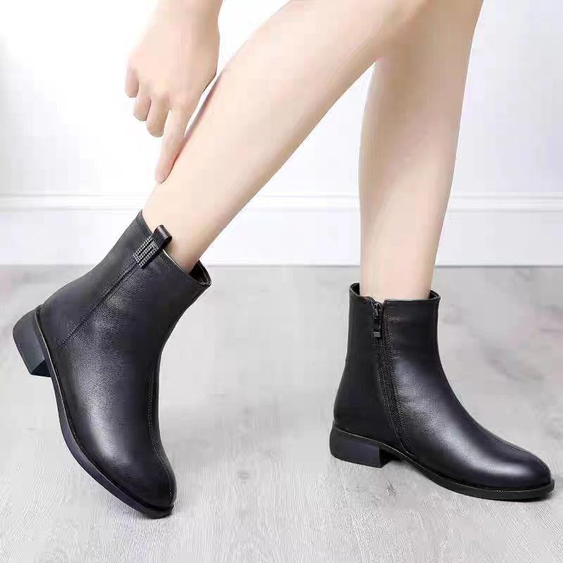 Giày Nữ, Kích Thước Rách, Thời Trang, Thích Hợp Cho Mùa Thu Và Mùa Đông, Bốt Ngắn Mới, Gót Thấp, Bốt Bông, Thích Hợp Cho Các Hoạt Động Ngoài Trời Mùa Đông, Phong Cách Đơn Giản, Nhà Máy Cung Cấp, Cho Mẹ 3