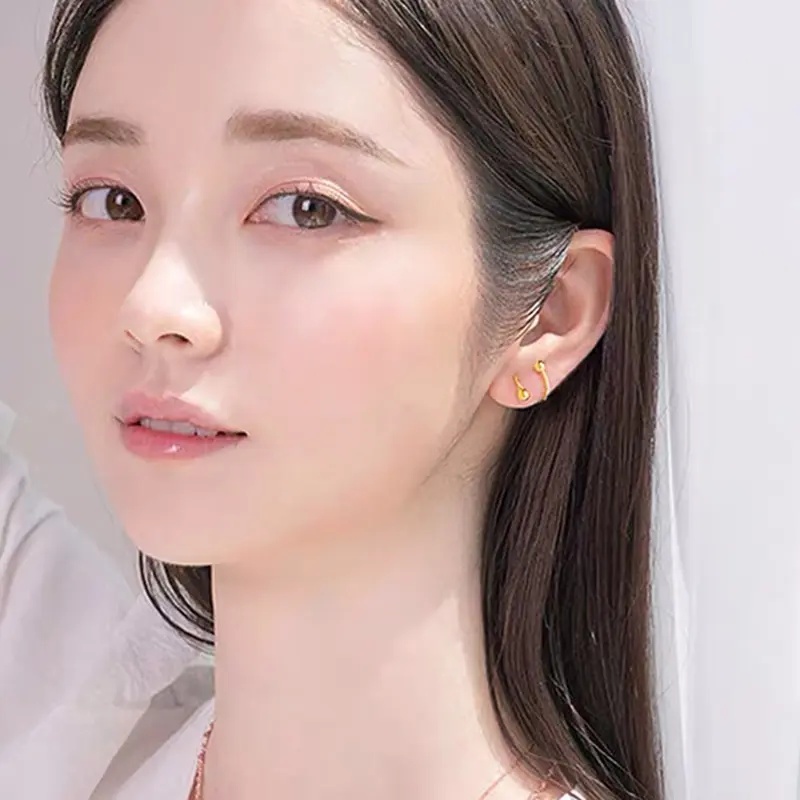【Sktlz Barang akan dikirim dalam 24 jam】Anting musim semi sederhana wanita Retro Hong Kong Style ceruk pribadi anting spiral lapisan ganda anting 6