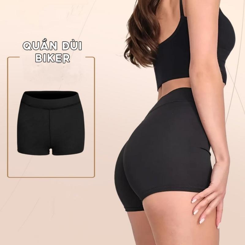  Quần Đùi nữ quần Biker short nữ ôm body tôn dáng tập gym yoga thoải mái dễ chịu Quần short legging cạp cao Sport Tập Yoga 