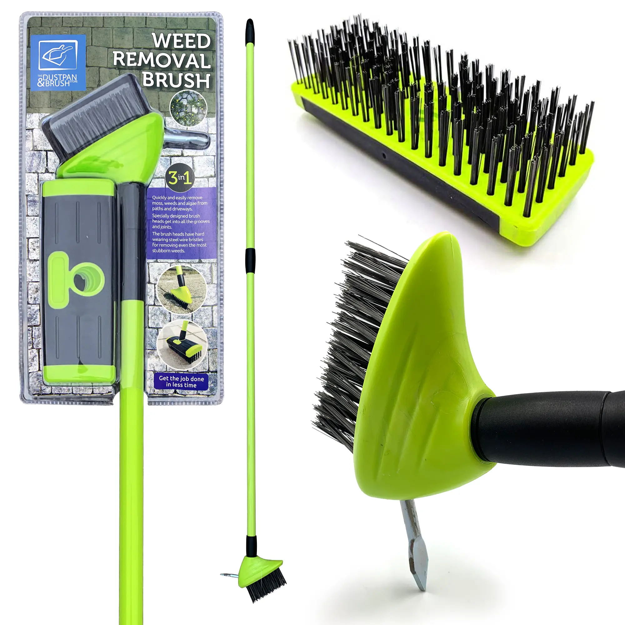 3 in 1 Weed Brush Garden Outdoor Patio Weeding Broom for Clearing Paths and Driveways Set Tool