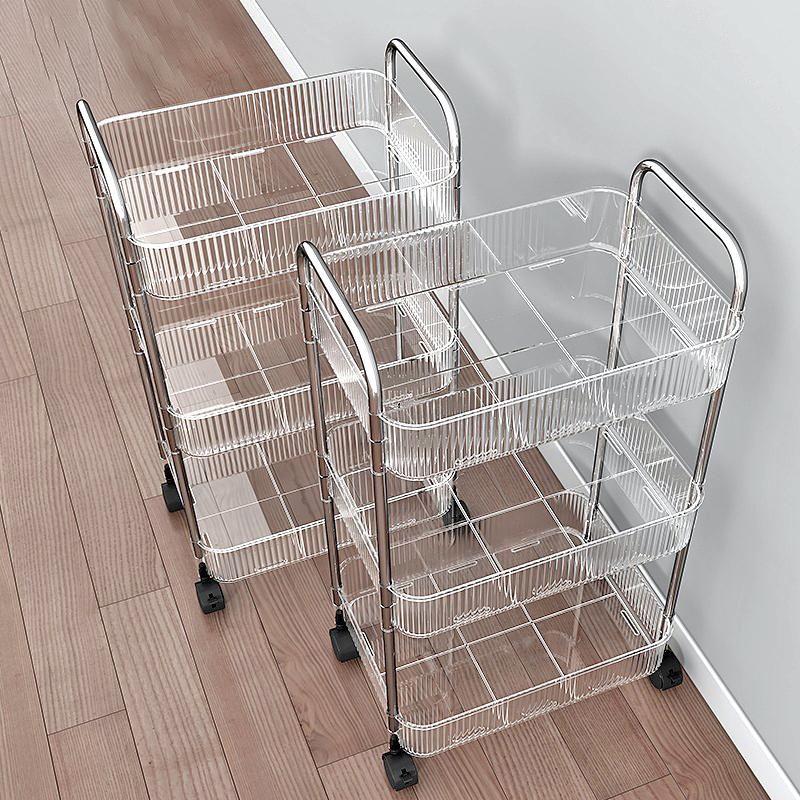 YTC HOUSE Kệ Nhựa 3 Tầng Trong Suốt có bánh xe ,Xe đẩy spa đa năng cao cấp Giá để đồ bỉm sữa mỹ phẩm tiện lợi