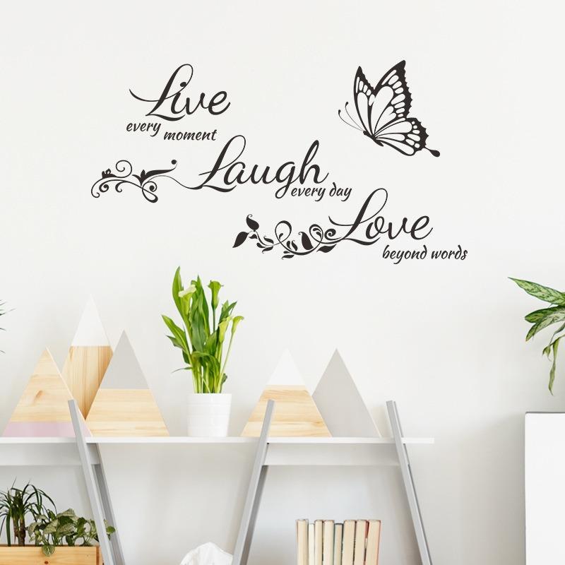 Wall Sticker (1 Piece), Butterfly And Letter Decorative Sticker, PVC Waterproof Wall Decor Supplies For Home Hotel And Restaurant, Home Decor Set 3