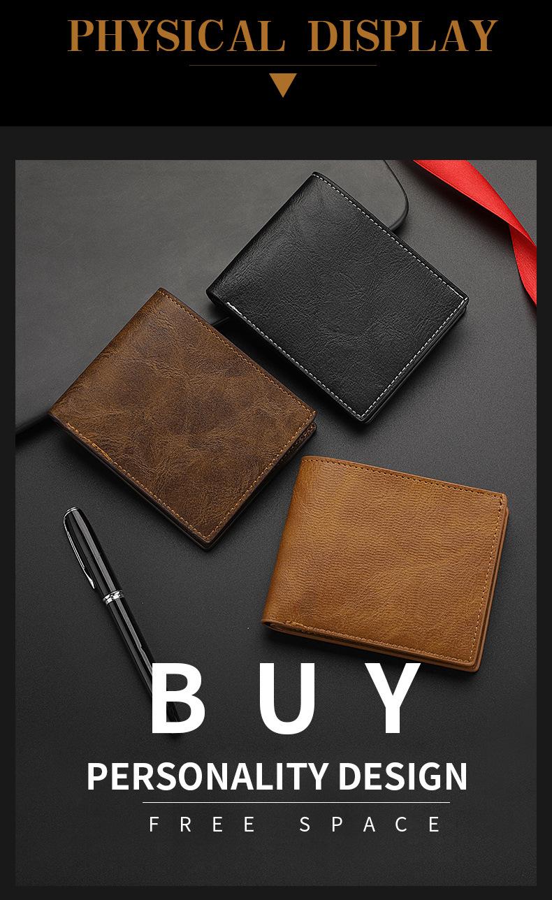 Product Introduction of Horizontal Wallet Wholesale Men's Short Wallet Men's Student Leather Wallet Retro Wallet No Logo Factory In Stock 17