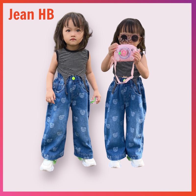 Quần Jean Ống Rộng Quần Jean Ống Suông Cho Bé Gái Từ 11-45KG