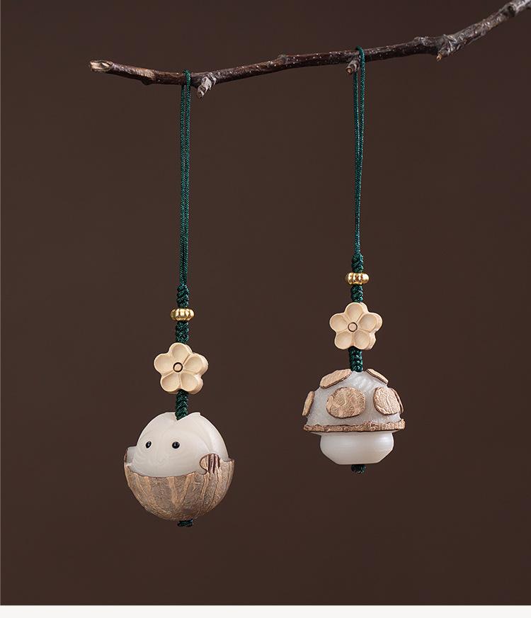 Product Introduction of Natural Bodhi Cute Doraemon Phone Lanyard Anti-Lost Men and Women Mushroom Phone Chain Pendant Ancient Style Hanging Ornament 7