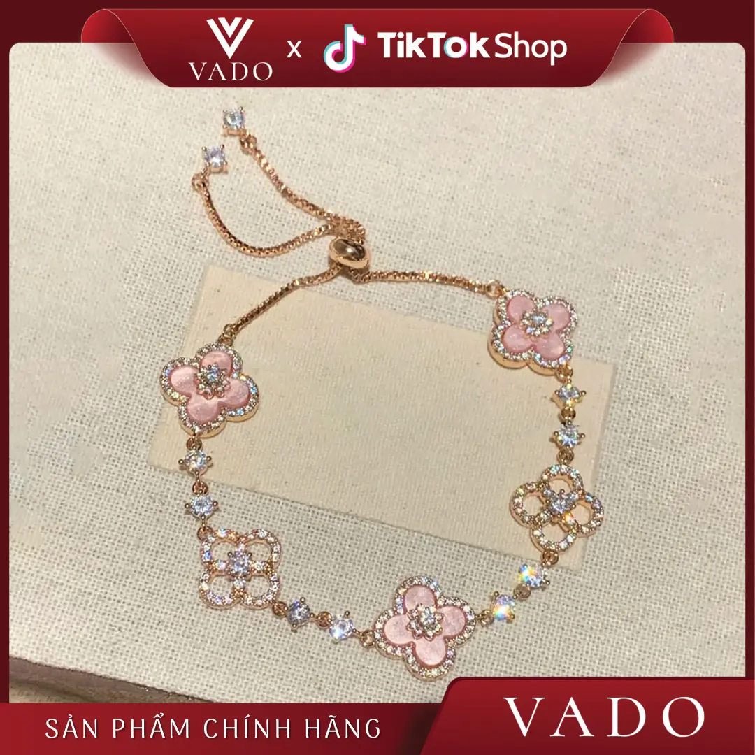 [HỢP KIM TITAN] VADO25 Lắc tay cỏ bốn lá dây rút, phong cách nhẹ nhàng, sang trọng