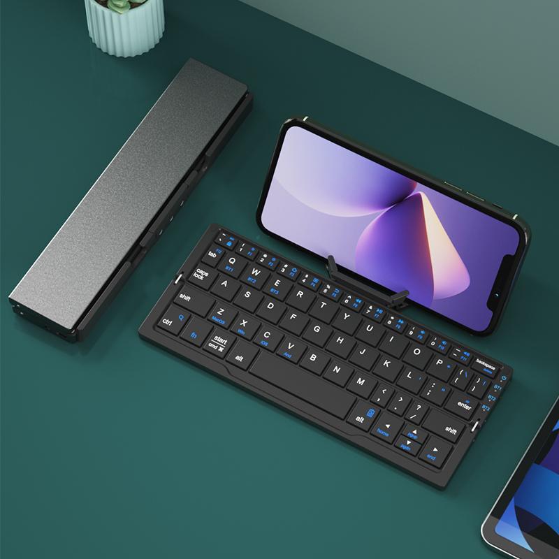 Charging Wireless Bluetooth-compatible Keyboard, Foldable Keyboard with Hidden Stand & Bag, Portable Keyboard for Phone & Tablet, Gift Ideas, Computer Accessories 3