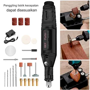 24pcs/Set Mesin Gerinda Mini Elektrik 100V-240V Pengaturan Tanpa Langkah Kecepatan Electric Grinder Mengukir Alat Pena Bor Mini Alat Pena Ukir Listrik Penggiling 3000-18000 Putaran/Menit untuk Milling Polishing