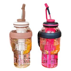 Cawan Plastik, Kapasiti Besar, Sesuai un Panas, dengan Straw dan Pemegang Cawan Ais, M untuk Kanak-kanak Perempuan, Cawan Perut Besar Hijau Bottles Kitchenware Merah Water Bottles kids  frozen  water  bottle  straw botol  stainless botol  berdiri