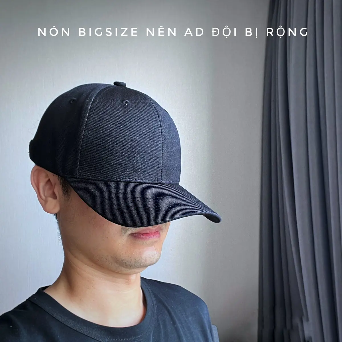 [60-64cm] Nón BIG SIZE trơn đen VẢI THÔ cho các bạn đầu to vòng đầu trên 60cm fom cứng đứng không móp méo Brand One Hat