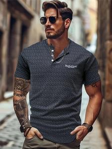 Men's Regular Fit Letter Print Polo Shirt, Casual Short Sleeve Collared Top for Summer, Fashion Men's Clothes for Daily Wear