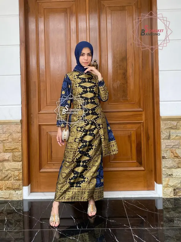Setelan Diandra Tunik Rok Motif Songket Printing atasan baju Cewek Katun Panjang Tunik Wanita Batik Bawahan 5