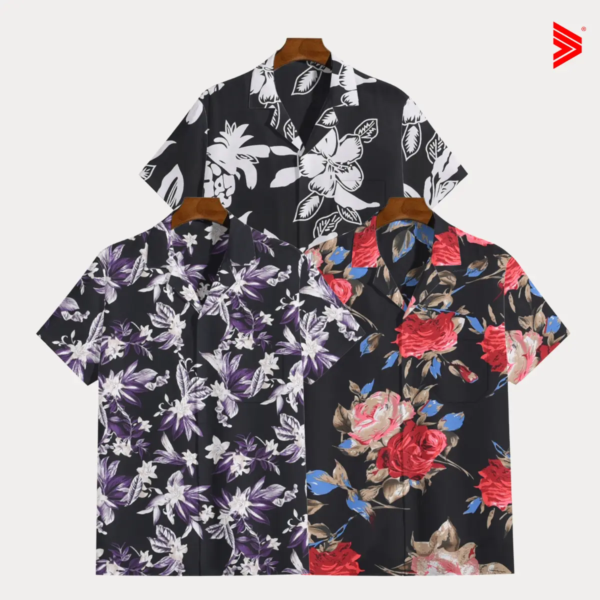 Tiagan99 Kemeja Pria Motif Printing Floral Hawai Mawar Lengan Pendek Katun All Colours Summer Unisex