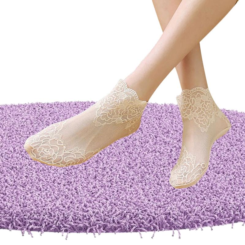 Product Introduction of Fabric Bottom Lace Flower Socks Lightweight Seamless Hidden Short Ankle Socks Women's Socks 20