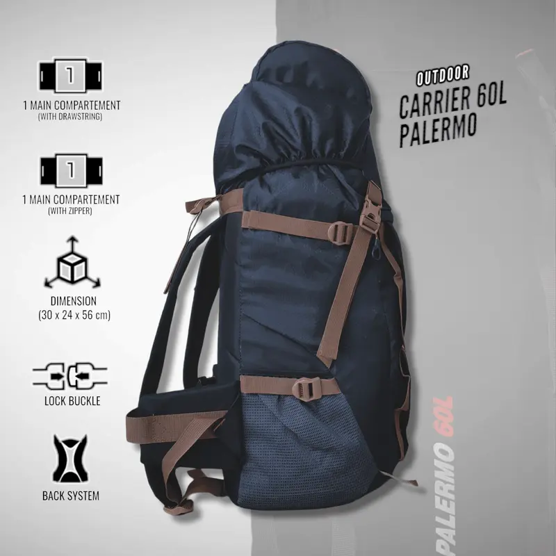 Tas Ransel Gunung Camping Outdoor Backpack 60 L Tas Keril Elbrus Palermo 3