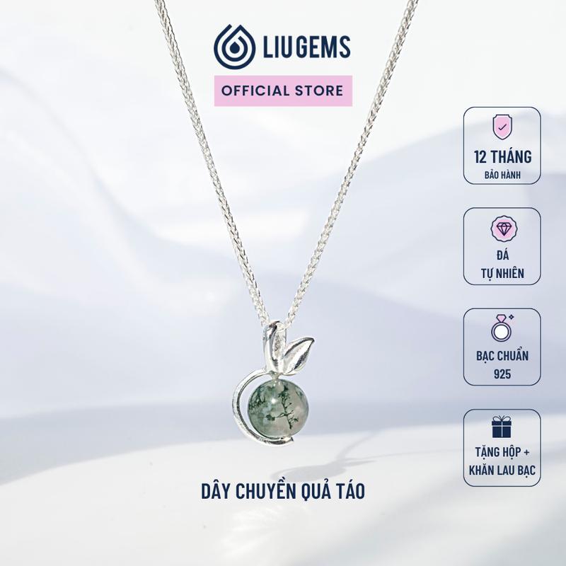 Dây Chuyền Nữ Liugems Quả Táo Bạc 925 Kết Hợp Đá Tự Nhiên Năng Lượng Tích Cực DC12 Mua một tặng một hộp đựng trang sức + một khăn lau bạc miễn phí