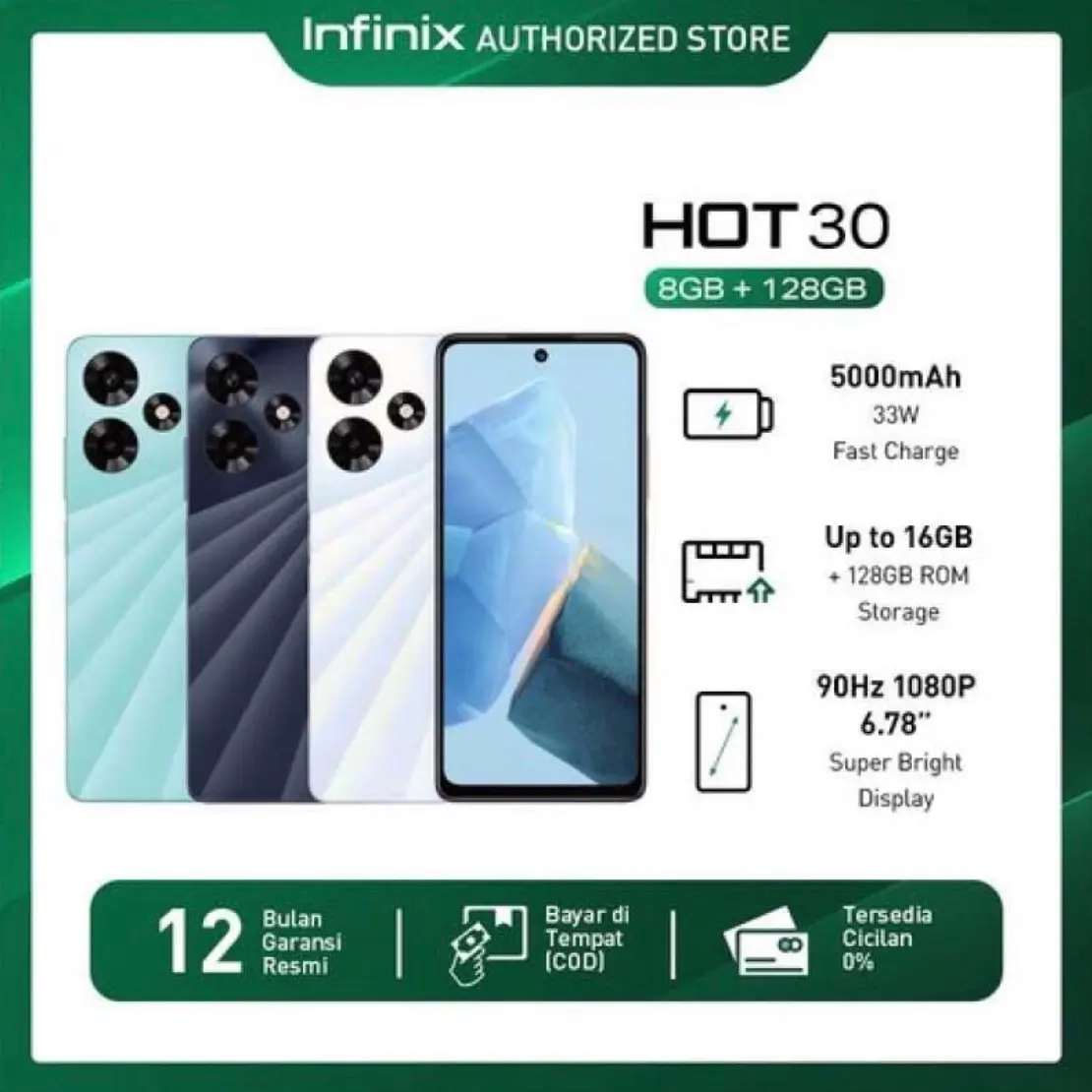 INFINIX HOT30 NFC 8GB+8GB/128GB GARANSI RESMI