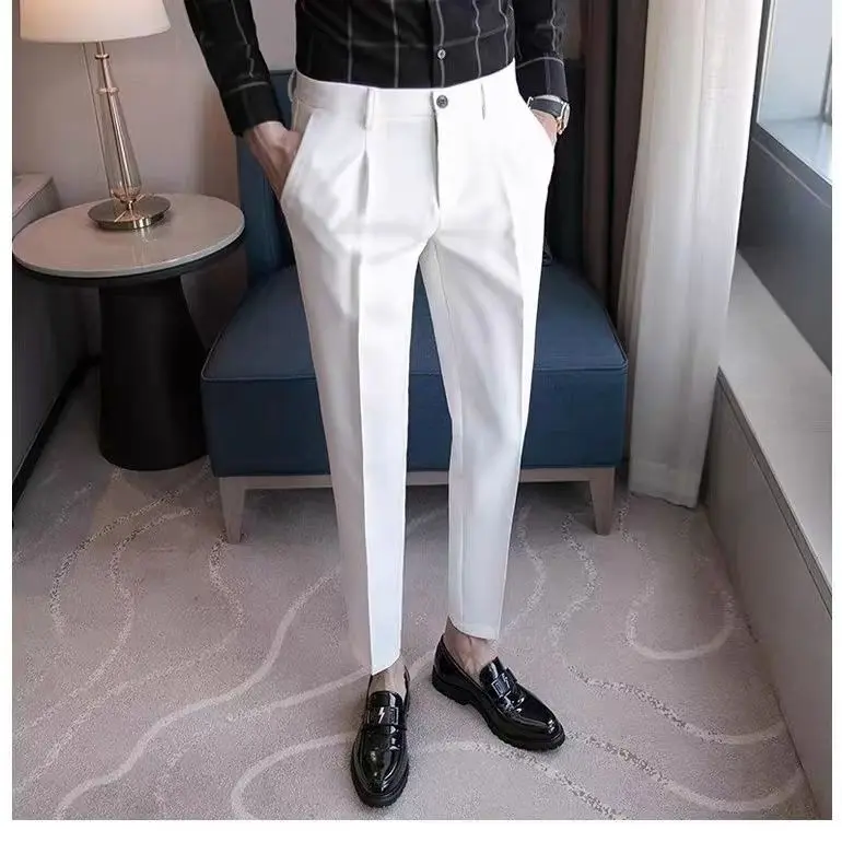 Seluar Sut Seluar Jeans, untuk Lelaki, Panjang Buku lali, Slim-Fit Lurus, Pakaian Formal dan Kasual, Kesan Draping, Tidak Berulang, Seluar Sut Mewah, untuk Lelaki