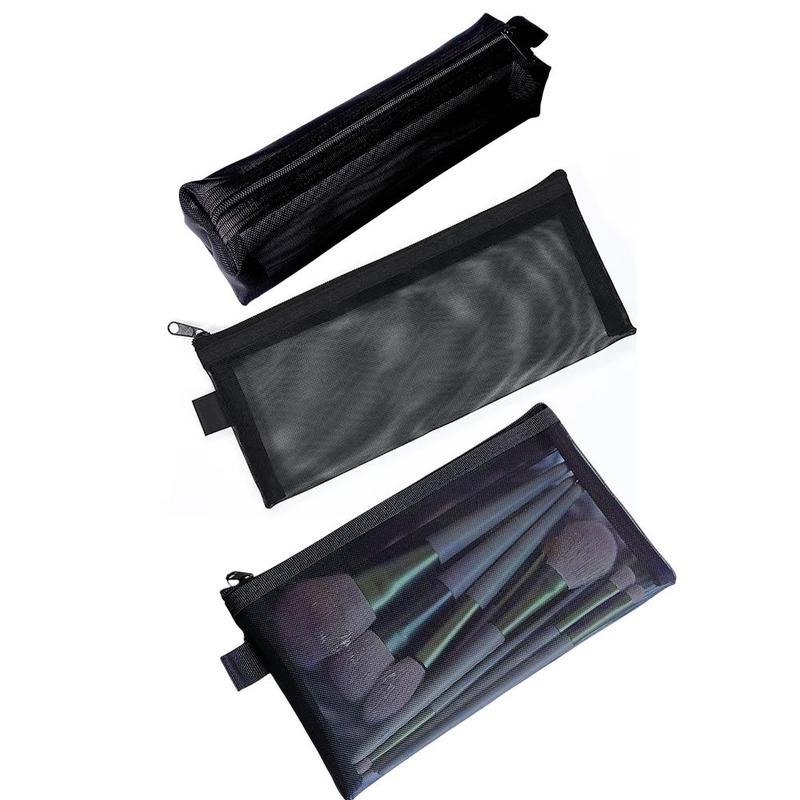 Black Mesh Cosmetic Bags Outdoor Black Zipper Bag Transparent Travel Organizer Large Capacity Comestic Bag 3