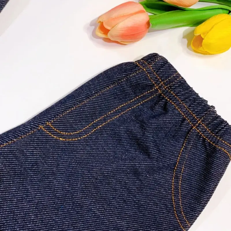 Quần dài giả jean bé trai bé gái chất jean thun co giãn tốt form baggy siêu xᶖnh 2