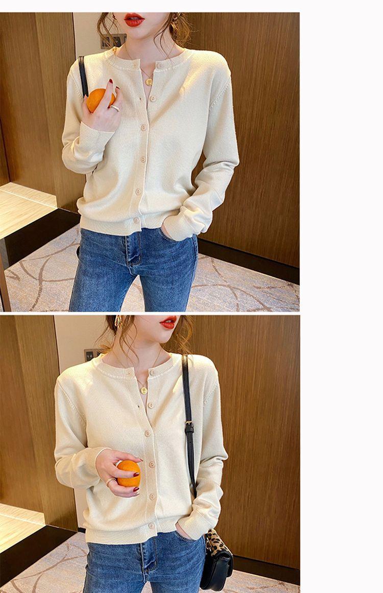 Product Introduction of Áo Cardigan Dệt Kim, Áo Khoác Phù Hợp Bên Ngoài Mỏng Mùa Thu, Dành Cho Nữ, Hàng Mới Về 2023, Áo Len, Ngắn Và Rộng, Màu Đen, Cổ Tròn, Áo Dài Tay 15