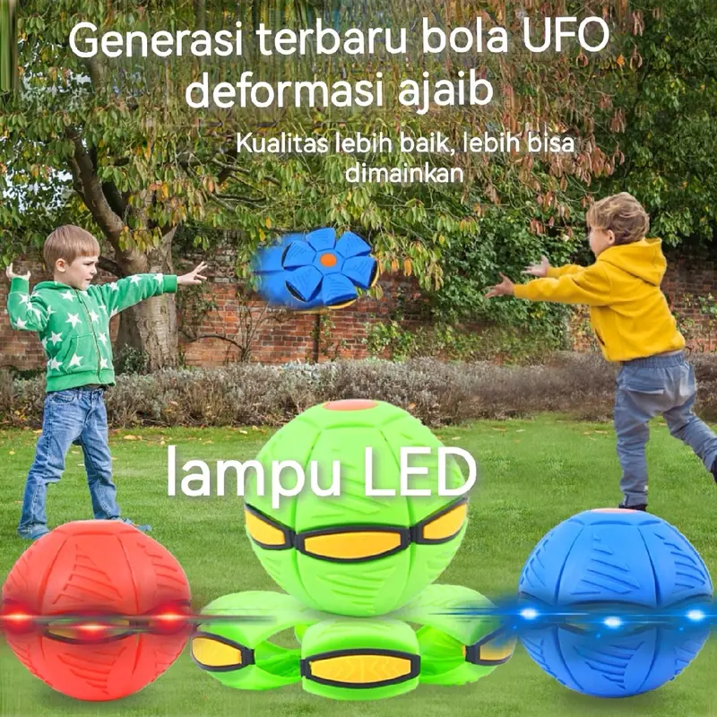 COD Bola UFO Magic Ball Loncat Mainan Anak - Bola Magic UFO Deformation Ball - Bola Magic Injak Ajaib Lampu plastik toys 0