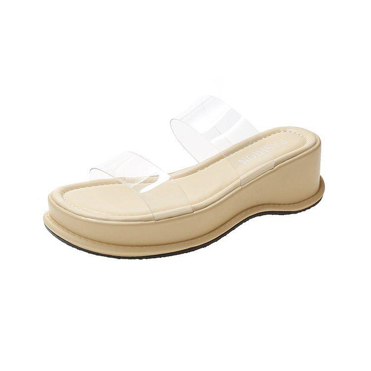 Product Introduction of Wedge Sandals 2025 New Women's Summer Transparent High Heels Thick Sole Chunky Heel Roman Beach Outdoor Slippers for Women 14