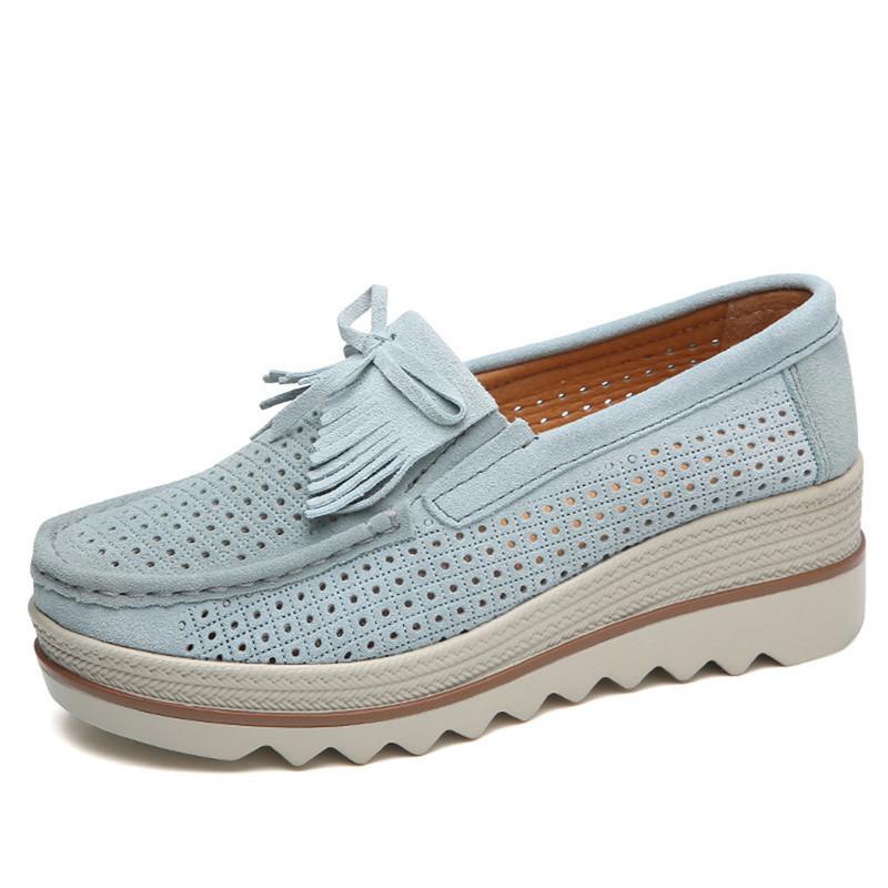 Product Introduction of Women Shoes New Spring Platform Flats Sneakers Women Suede Leather Women Casual Shoes Slip On Flats Heels Creepers Moccasins 10