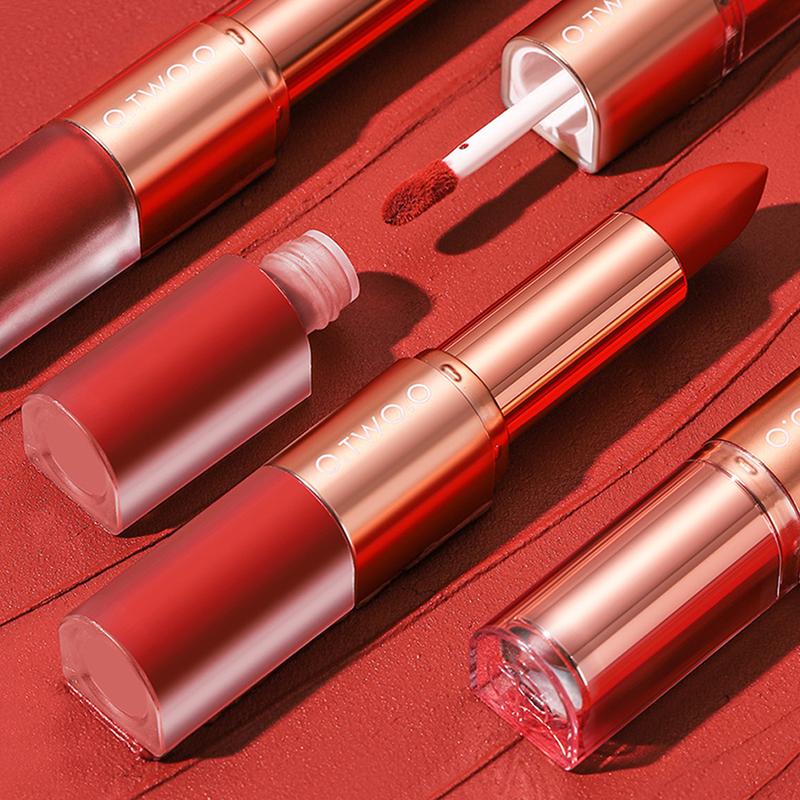 【COD】O.TW O.O 2-in-1 Soft Mist Double Sided Lip Mud Lipstick Waterproof Non Stick Cup Non Graduated Cup Velvet Mist Lipstick 5