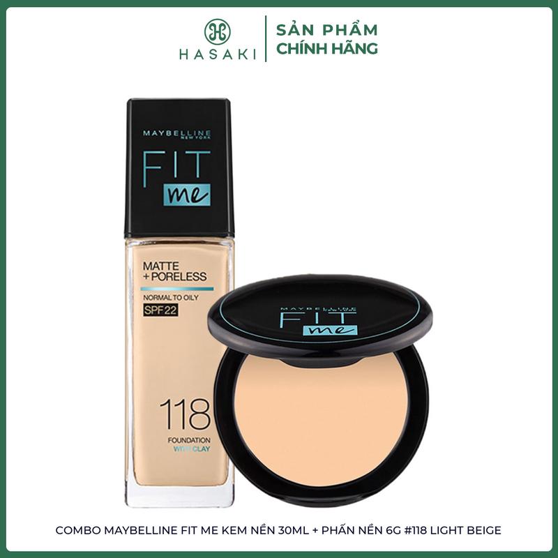 Combo Maybelline Fit Me Kem Nền 30ml + Phấn Nền 6g | HASAKI BEAUTY