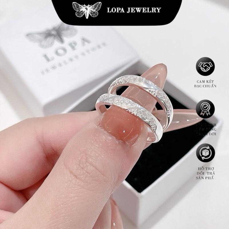   Hộp Xinh  Nhẫn đôi SK331  nhẫn đôi dáng xoắn thân đá  dày dặn  đơn giản  cá tính  bạc ta LOPa 
