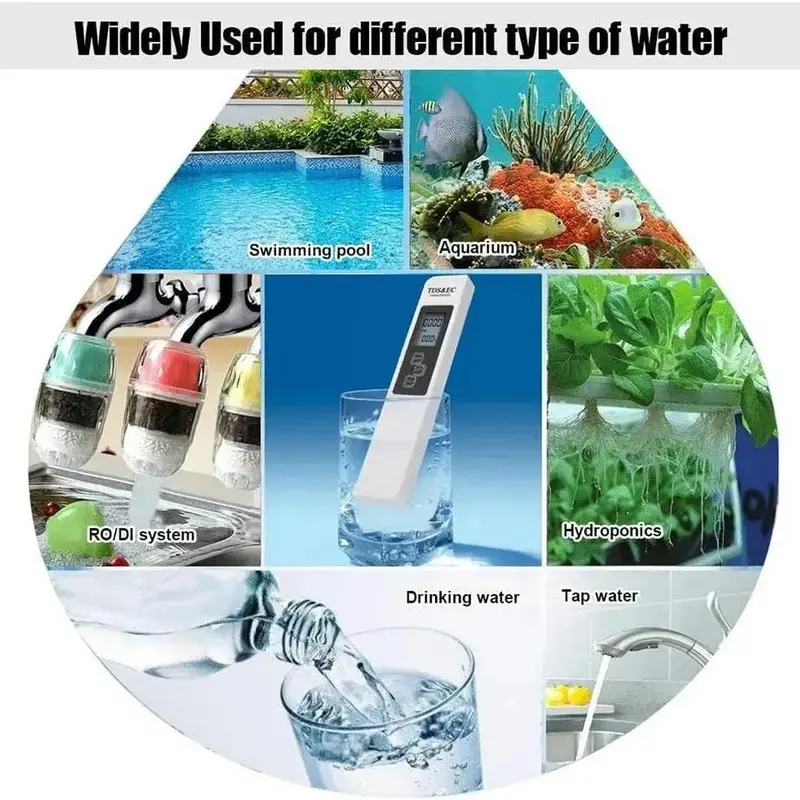 3 In 1 Water Quality Detector Pen, Household Drinking Water EC Meter, Temperature Conductivity TDS Test Pen 5