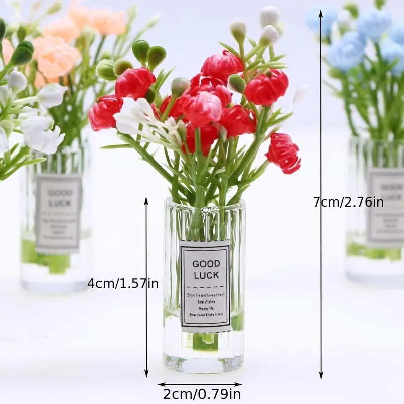 Mini Simulation Daisy Flower in Vase, 1 Count Mini Flower Vase, Miniature Home Decor, Pocket Dollhouse Accessories, Fruit 1