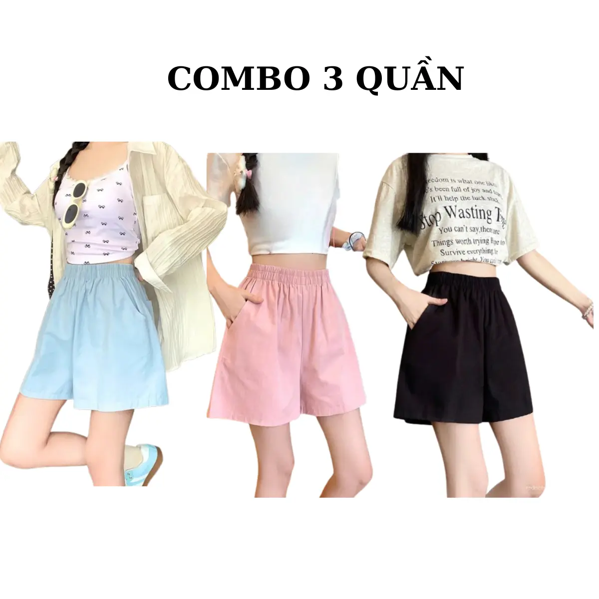 Combo 3 quần short ngắn có túi phong cách thoáng mát