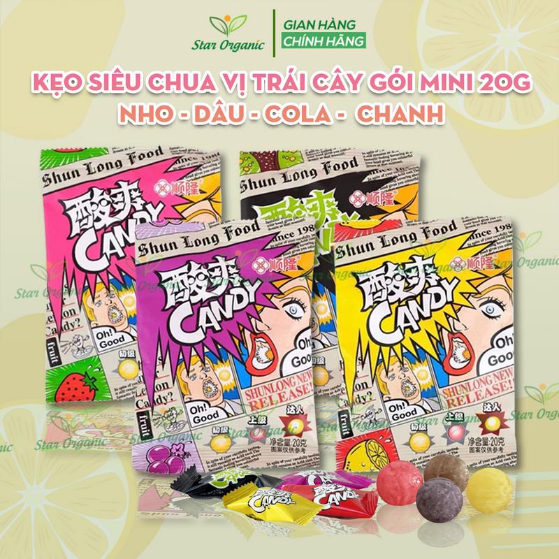 Kẹo Siêu Chua Super Cola Soda Lemon Vị Trái Cây Túi 20G Ăn Vặt Star Organic Food Candy keo sieu chua