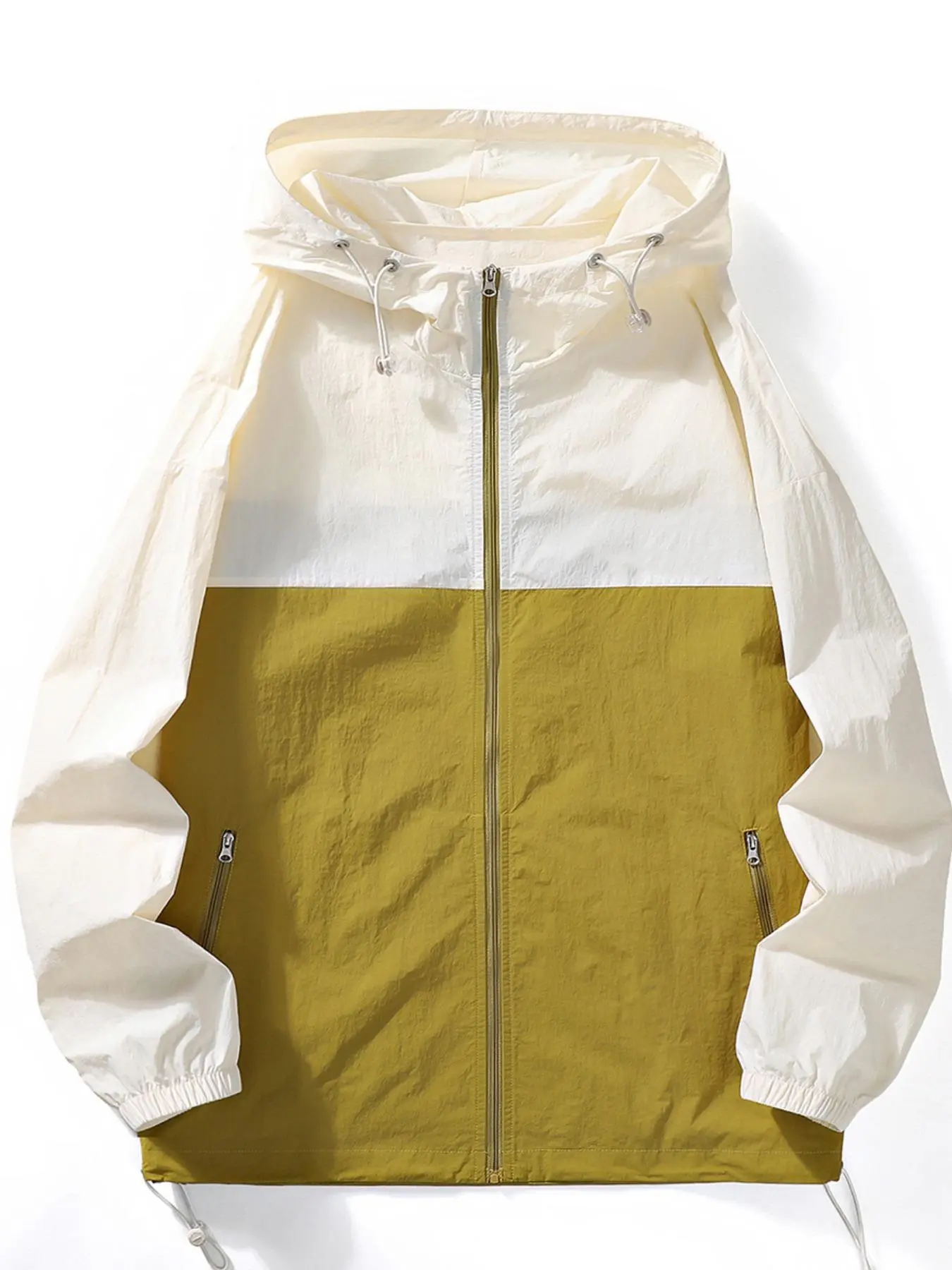 Men's Colorblock Zip Up Hooded Jacket, Regular Fit Casual Quick Drying Lightweight Jacket for Outdoor, Men's Summer Clothing for Daily Wear, Coats